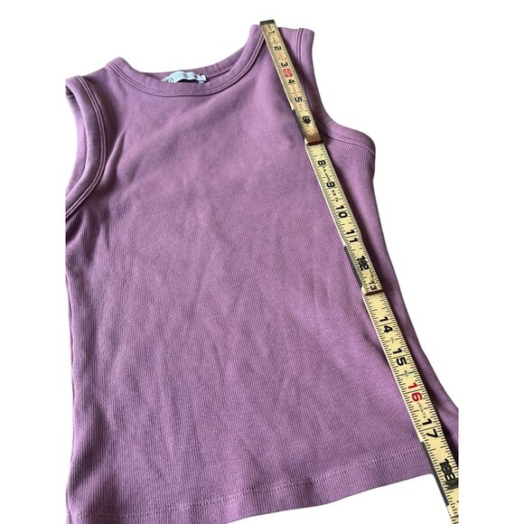 Zara Tank Top Womens Small Pastel Pink Solid Ribbed Boho Loungewear Classic - Picture 5 of 5